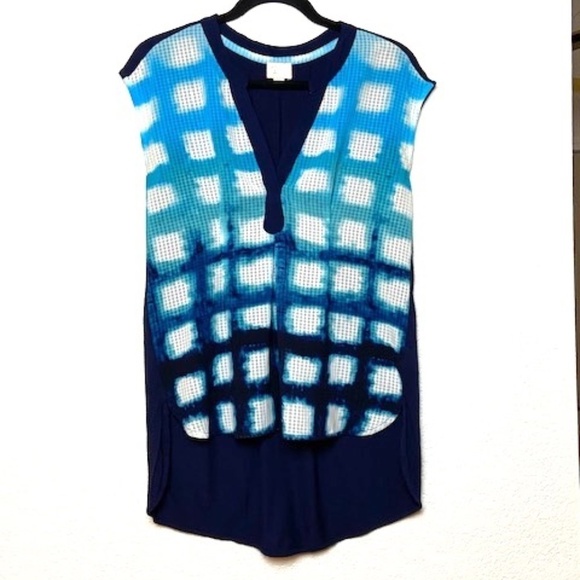 ANTHROPOLOGIE Postmark Blue Ombre Pleated Tank Top - Picture 1 of 5